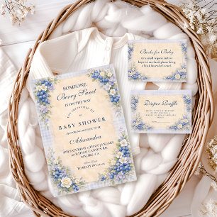 Soft Blue Blueberry Baby Shower Invitation