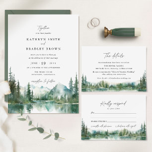 Mountain Lake Woodland Wedding Hotel Details Enclosure Card