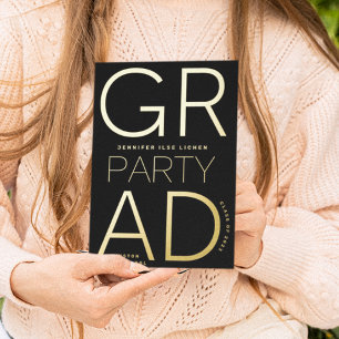 Editable GRAD PARTY   Class of 2024 Gold Pressed Foil Invitation