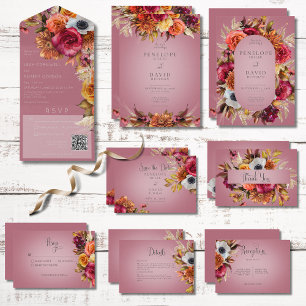 Vintage Floral Jewel Fuchsia Wedding Save The Date