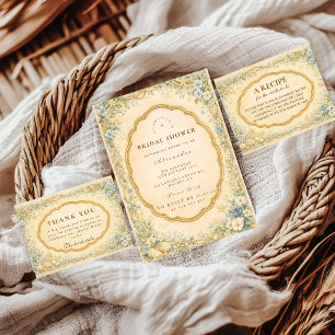 Vintage Coastal Wildflower Bridal Shower Invitation