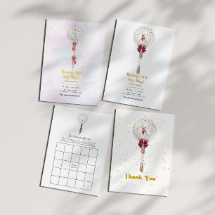 Gold Confetti Birthday Party Bingo Invitation