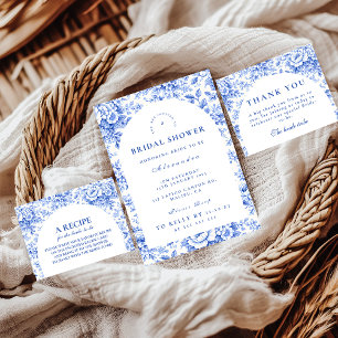 Vintage Blue Toile Garden Bridal Shower Thank You Card