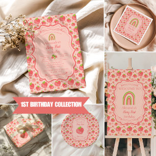 Berry First Strawberry Girl 1st Birthday Party Invitation