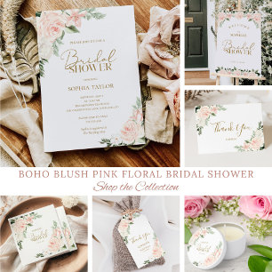 Floral Blush Pink Bridal Display Shower Enclosure Card