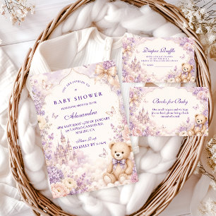 Elegant Purple Teddy Bear Baby Shower Napkins