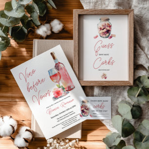  Modern Rosé Wine Vino Before Vows Bridal Shower Invitation