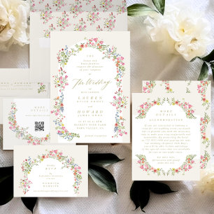 romantic dainty floral arch spring garden wedding envelope