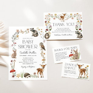 Woodland Forest Animals Baby Shower Invitation