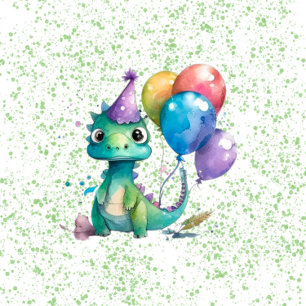 Watercolor Dinosaur Balloons Boy Birthday Party Classic Round Sticker