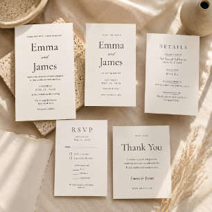 Beige Modern Minimal Wedding RSVP Card