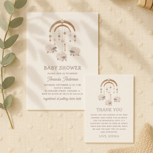 Boho Sheep Mobile   Soft Neutral Nursery Art Poster