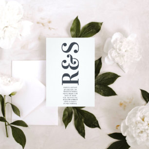 Big Monogram Modern Bold Sage Green Wedding Invitation