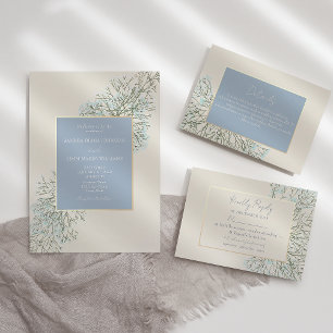 Rustic Floral Dusty Blue Wedding Place Card