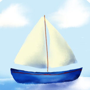 Lovely Little Blue Sailboat Baby Shower by Mail Invitation