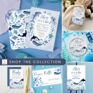 Ahoy It's a Boy Blue Under the Sea Books for Baby Enclosure Card
