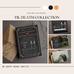 Til Death Fall Pumpkin Orange Black Wedding Invitation