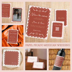 Papel Picado Terracotta Mexican Talavera Wedding Thank You Card