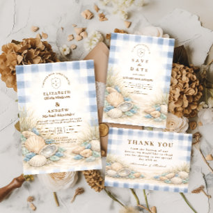 Elegant Seaside Shell Wedding Thank You Card