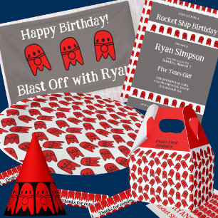 Red Rocket Ship Birthday Party Toddler T-shirt