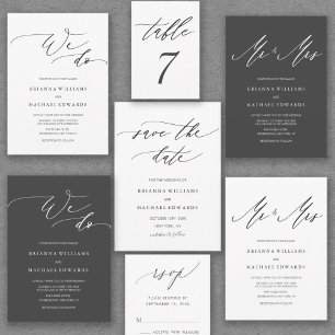 Simple Elegant Calligraphy Mr and Mrs Wedding Invitation