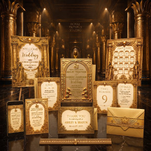 Elegant Ancient Egyptian Gold Wedding Invitation