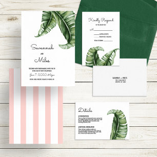 Midcentury Modern Banana Leaf Wedding Invitations