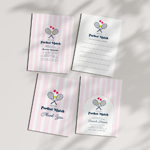 Perfect Match Preppy Tennis Bachelorette Party Invitation