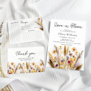 Love in Bloom Wildflower Bridal Shower Recipe Card