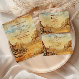 Vintage Western Cowboy Rustic Country Wedding Invitation