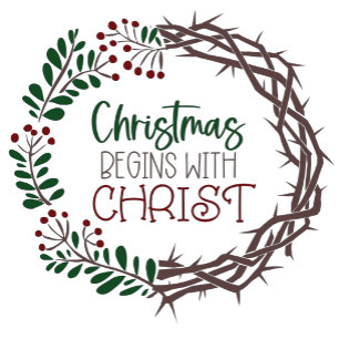 CHRISTMAS BEGINS WITH CHRIST Christian Minimalist  Holiday Card