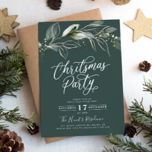 Christmas Party Invitation Modern Green Xmas