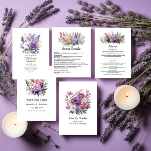 Digital Lavender Floral Wedding Thank You Card