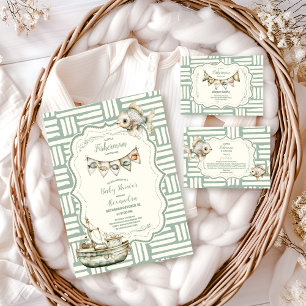 Green Little Fisherman Fishing  Baby Shower Paper Plates