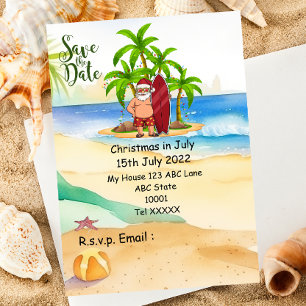 Christmas in July with SANTA CLAUS Save the date   Invitation