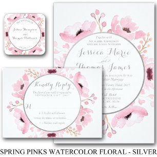 Spring Pinks Watercolor Floral Wedding Collection Invitation