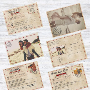 Vintage Editable Rustic Photo old fashioned  Save The Date
