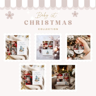 5 Photo First Christmas Birth Announcement 