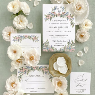Watercolor Floral Crest Cocktail Toast Enclosure Card