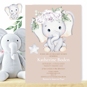  Little Elephant Watercolor Diaper Raffle Enclosure Card