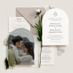 Kingston Elegant Monogram Typography Wedding Invitation