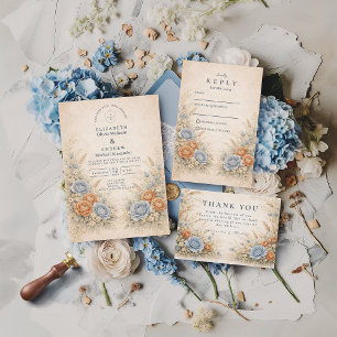 Soft Blue Wildflower Garden Wedding Invitation