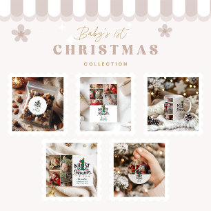 8 Photo Christmas Tree Lights First Christmas Holiday Card