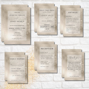 Champagne Gold Glitter Modern Wedding Save The Date