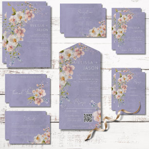 Pastel Floral Modern Purple Wedding Invitation