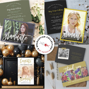 Calligraphy Brush Script Photo Graduation Party Banner