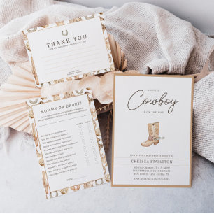 Little Cowboy Modern Western Rodeo Baby Shower Invitation