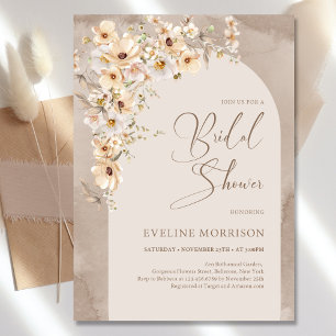 Trendy neutral wildflowers boho arch countdown poster