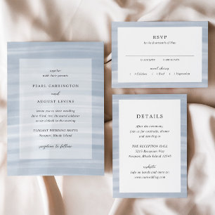 Coastal Chic Muted Blue Elegant Wedding RSVP Card