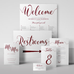 Burgundy Wedding Invitations Mr & Mrs Invites